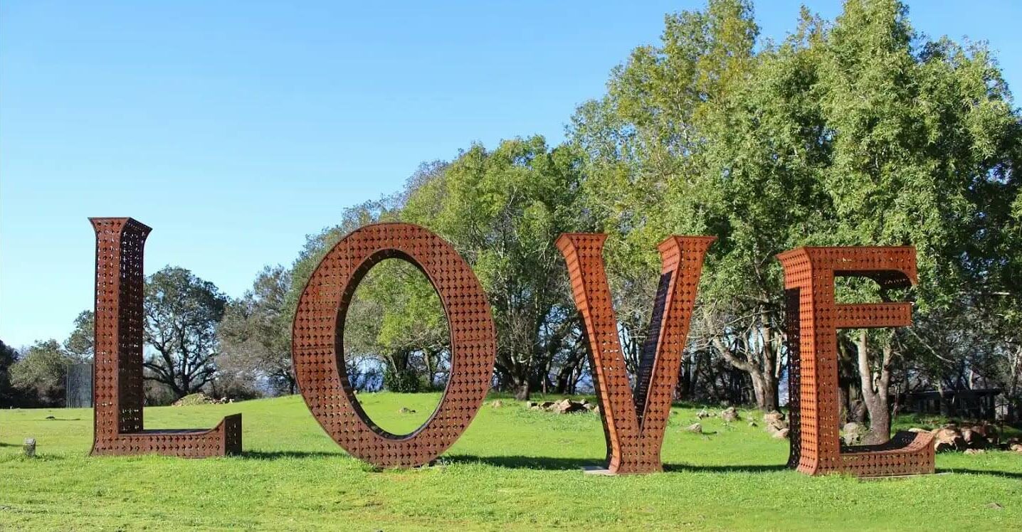 LOVE sculpture at Paradise Ridge Winery