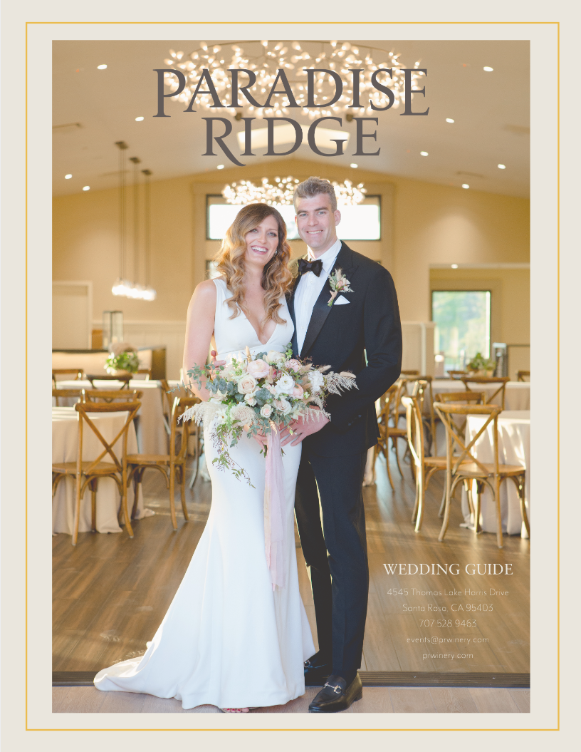 Bride and groom on the cover of the wedding guide