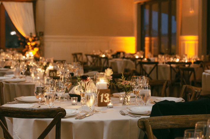 moody romantic dinner in main event space